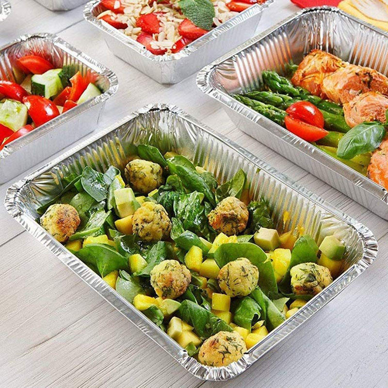 8.6x6.3x2 Inch Disposable Aluminum Foil Trays for Steam Table & Baking