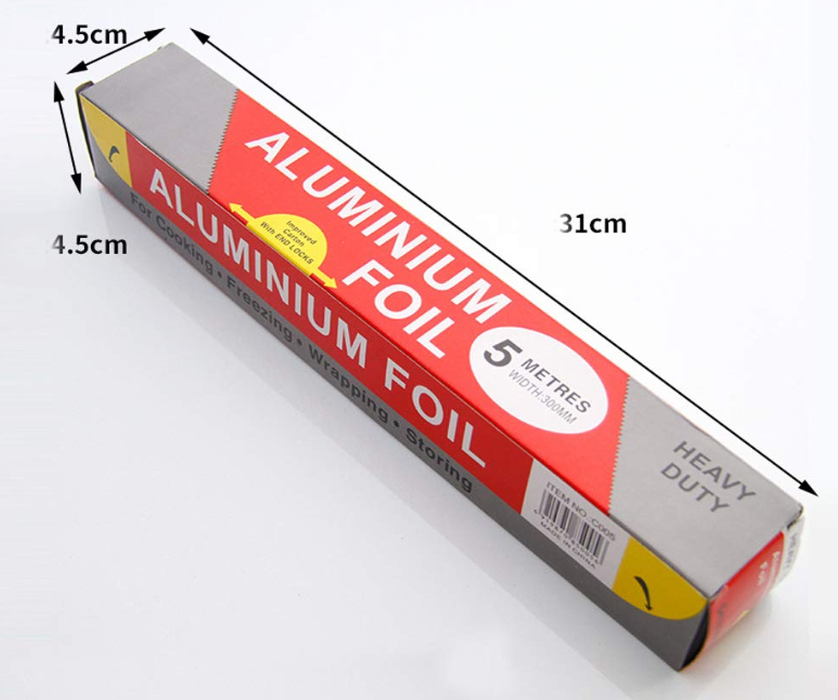 Premium Aluminum Foil Roll for Food Packaging, Baking, and Freezing - 30cm x 300m