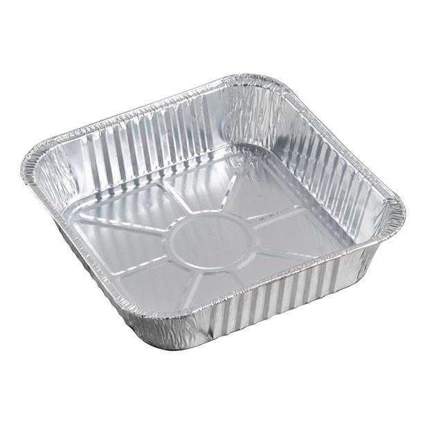 8x9 Inch Square Aluminum Foil Baking Loaf Pan 1350ml with Plastic Lid - LWS-SQ 204