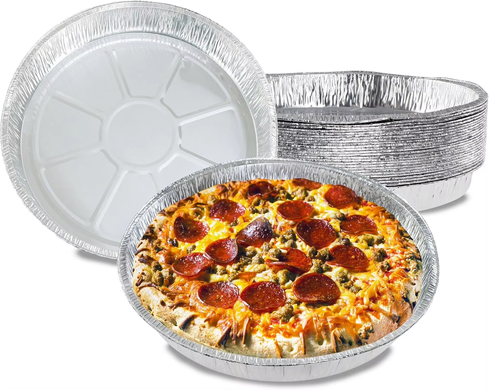 12-Inch Disposable Aluminum Foil Pizza Baking Pan - Round, Eco-Friendly, Oven Safe