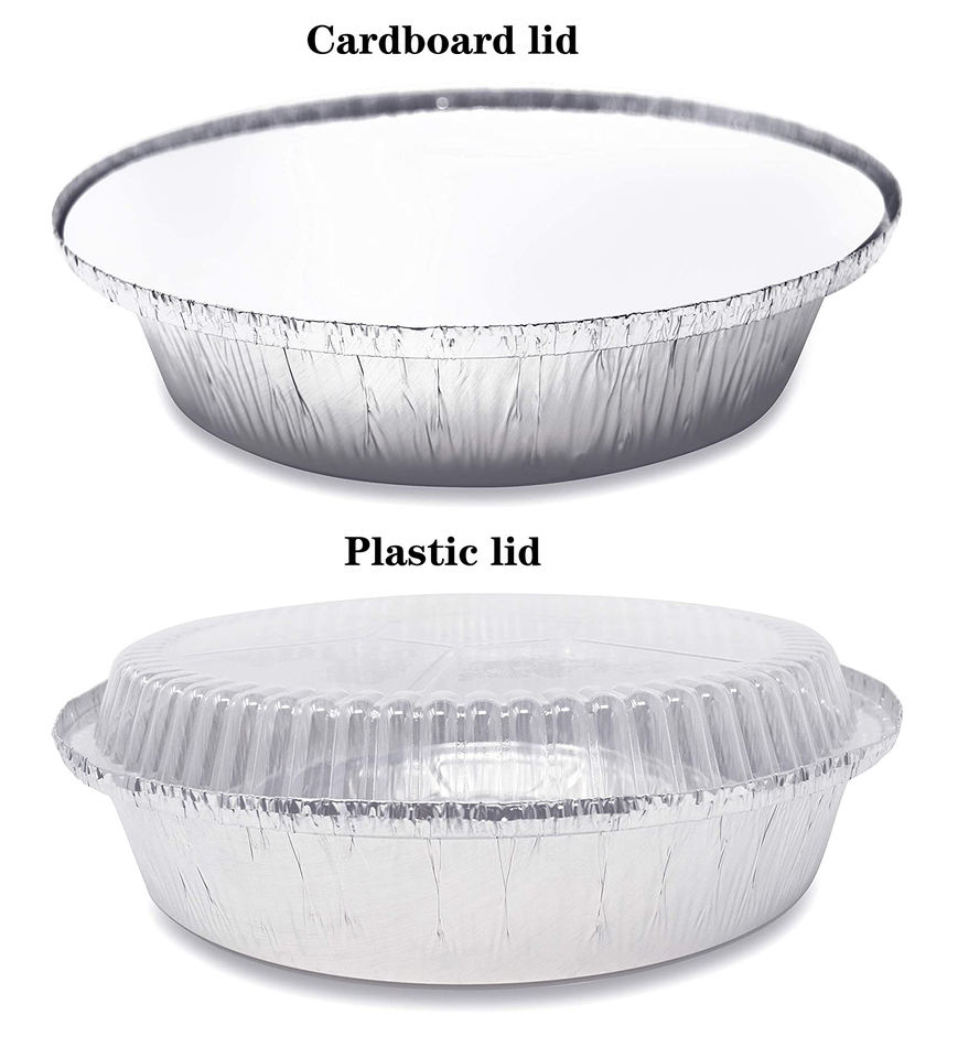 8 Inch Round Aluminum Foil Cake Pans - Disposable Pizza Baking Trays with Lids