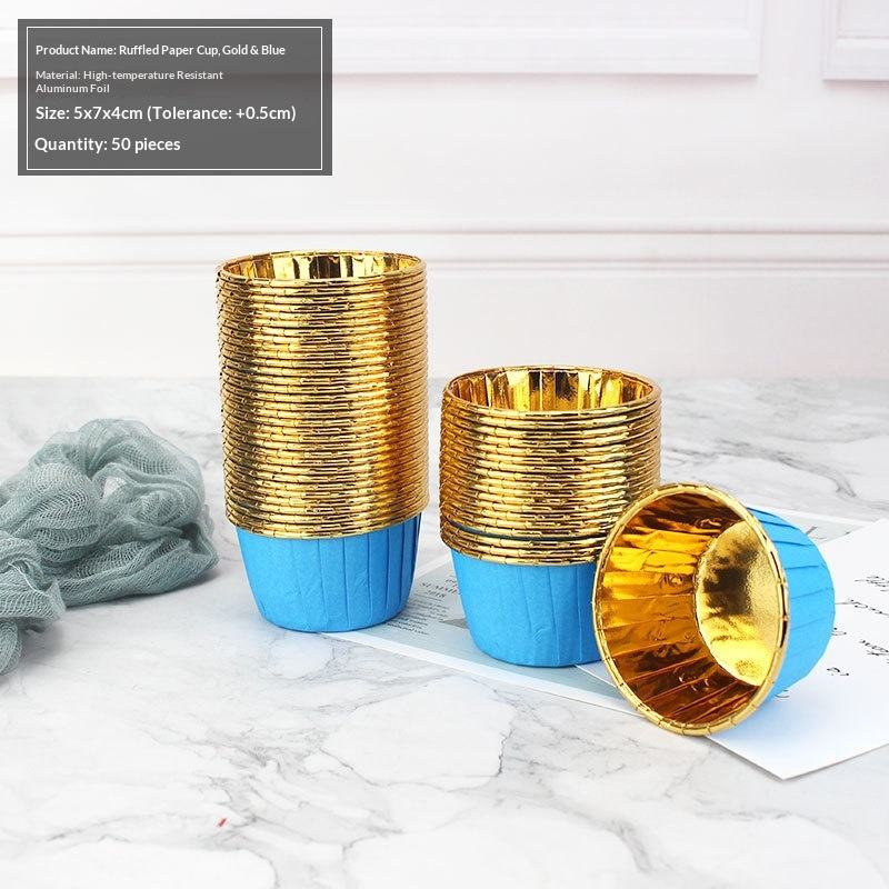 Curled Edge Rose Gold Aluminum Foil Cupcake Liners for Baking