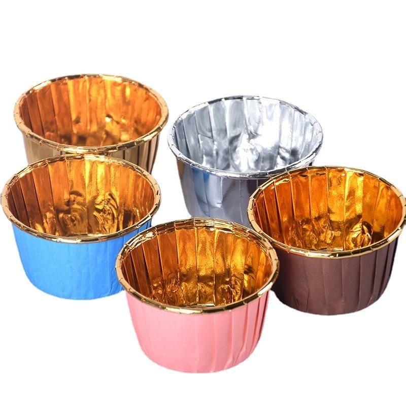 Gold & Silver Foil Double Wall Heat-Resistant Muffin Baking Cups 80ml