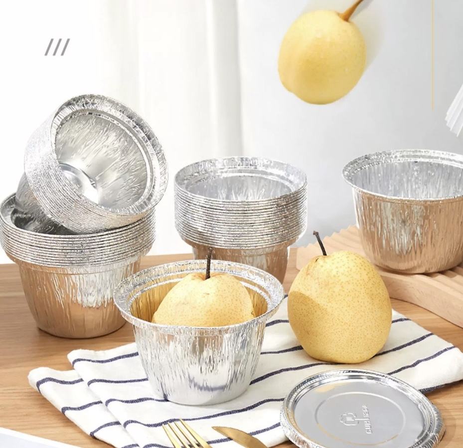 380ml Disposable Aluminum Foil Baking Cup with Lid - Eco-Friendly Mini Cake Pan