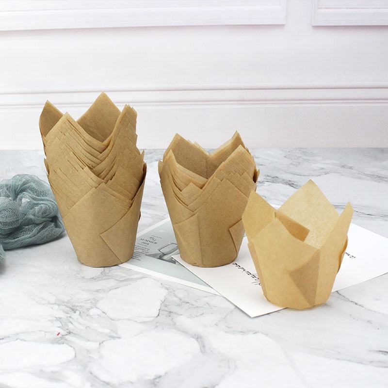 Curled Edge Rose Gold Aluminum Foil Cupcake Liners for Baking