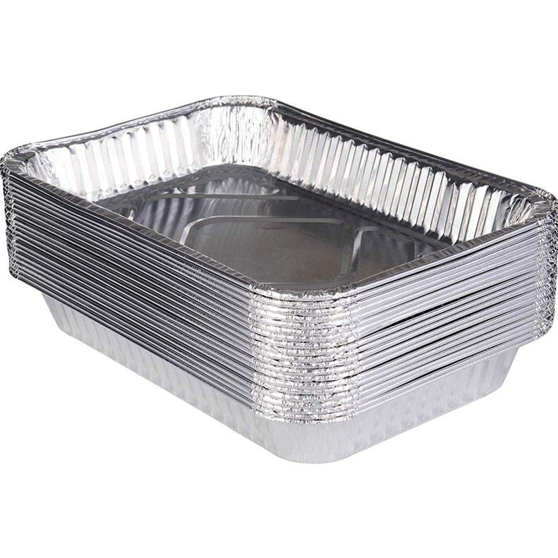 8.6x6.3x2 Inch Disposable Aluminum Foil Trays for Steam Table & Baking