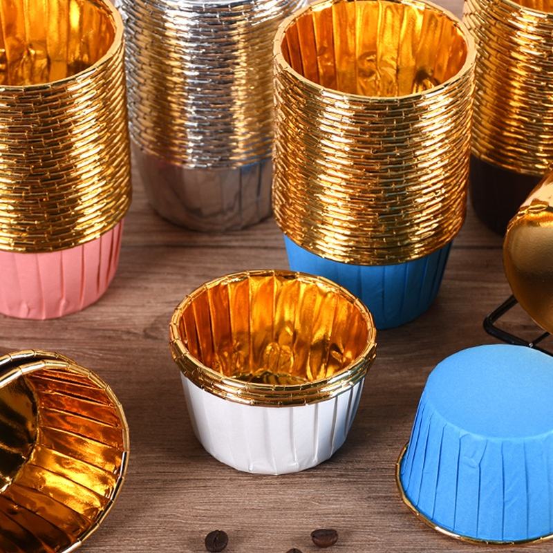 Gold & Silver Foil Double Wall Heat-Resistant Muffin Baking Cups 80ml