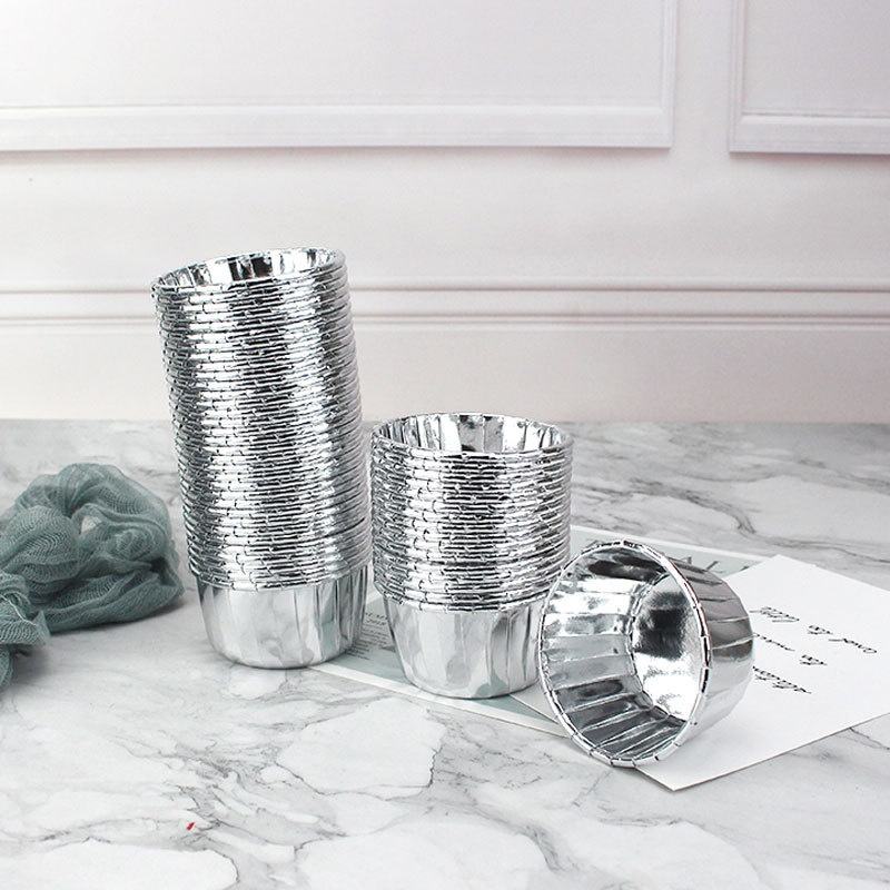 Curled Edge Rose Gold Aluminum Foil Cupcake Liners for Baking