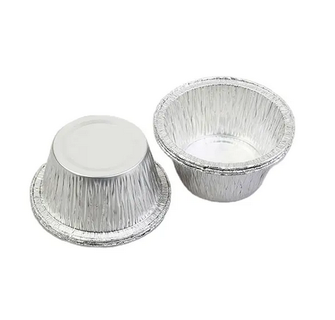 Round Aluminum Foil Containers with Cardboard Lid - 120ml for Baking & Takeout