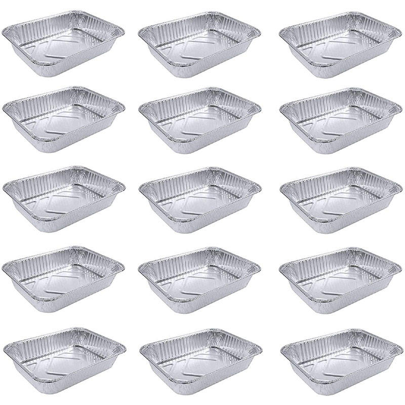 8.6x6.3x2 Inch Disposable Aluminum Foil Trays for Steam Table & Baking