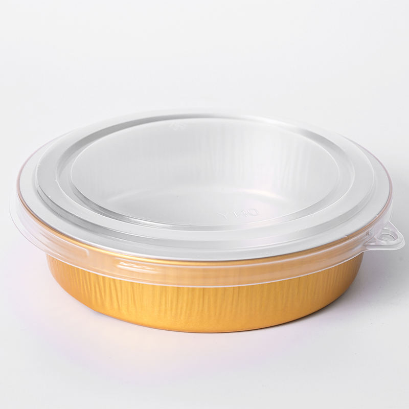 HBOLE Y140-410 Round Aluminum Foil Container - High-Temperature Resistant Takeout & Baking Tray